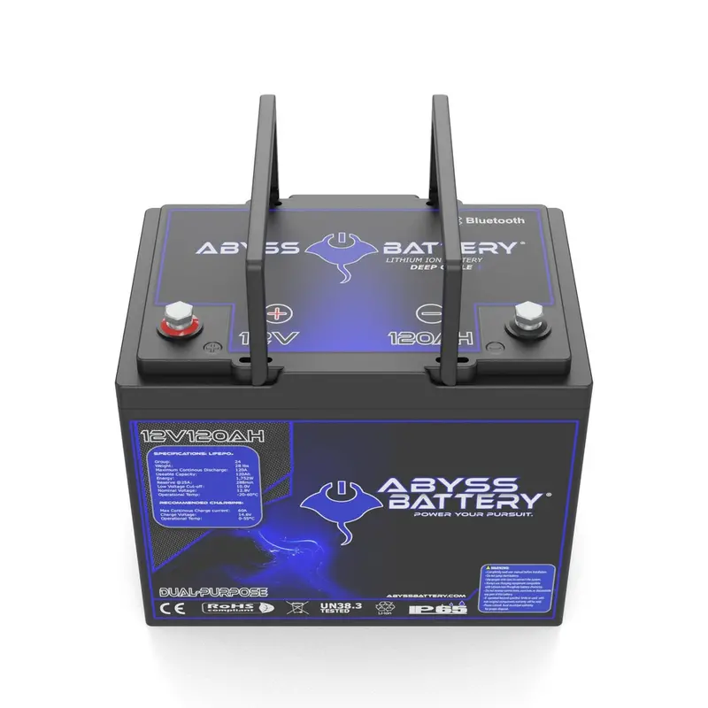 Abyss® | Marine Lithium Battery | Model Ab-12V100-Dp | 1500 Cca / 100Ah | Group 24 | Dual Purpose Cranking & Deep Cycle | Bluetooth Bms | Built-In Heating | Ip65 Waterproof 1