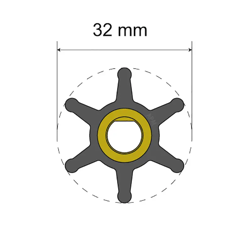 Albin Group Premium Impeller Kit - 32 X 8 X 12Mm - 6 Blade - Single Flat Insert [06-01-001] 1