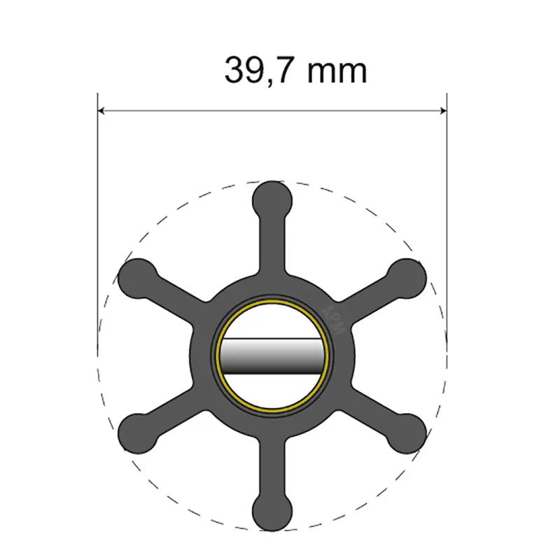 Albin Group Premium Impeller Kit - 39.7 X 12 X 19.2Mm - 6 Blade - Pin Insert [06-01-002] 1