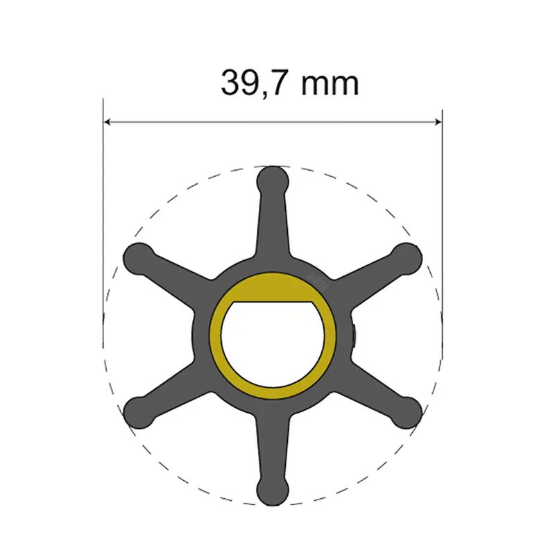 Albin Group Premium Impeller Kit - 39.7 X 12 X 19.2Mm - 6 Blade - Single Flat Insert [06-01-004] 1