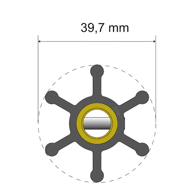 Albin Group Premium Impeller Kit - 39.7 X 9.5 X 19.2Mm - 6 Blade - Pin Insert [06-01-003] 1
