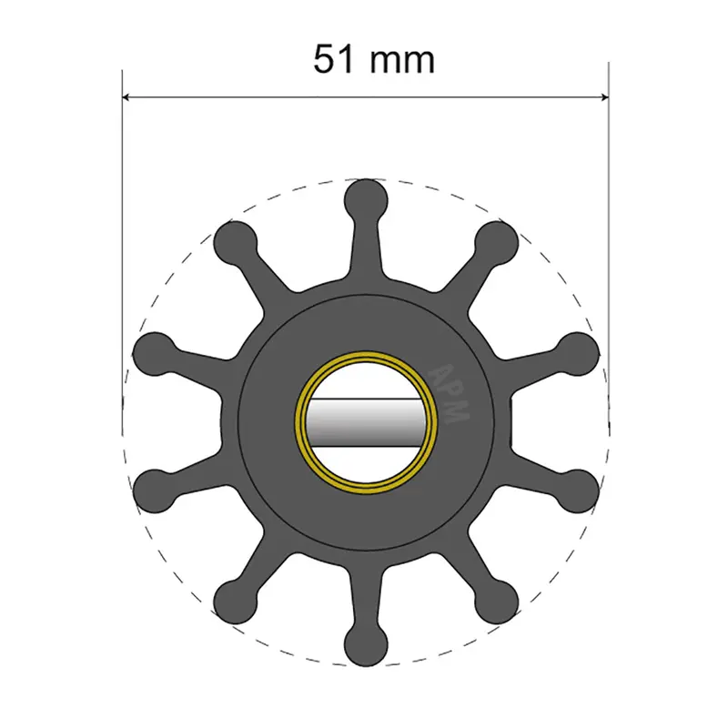 Albin Group Premium Impeller Kit - 51 X 12.7 X 22Mm - 10 Blade - Pin Insert [06-01-011] 1