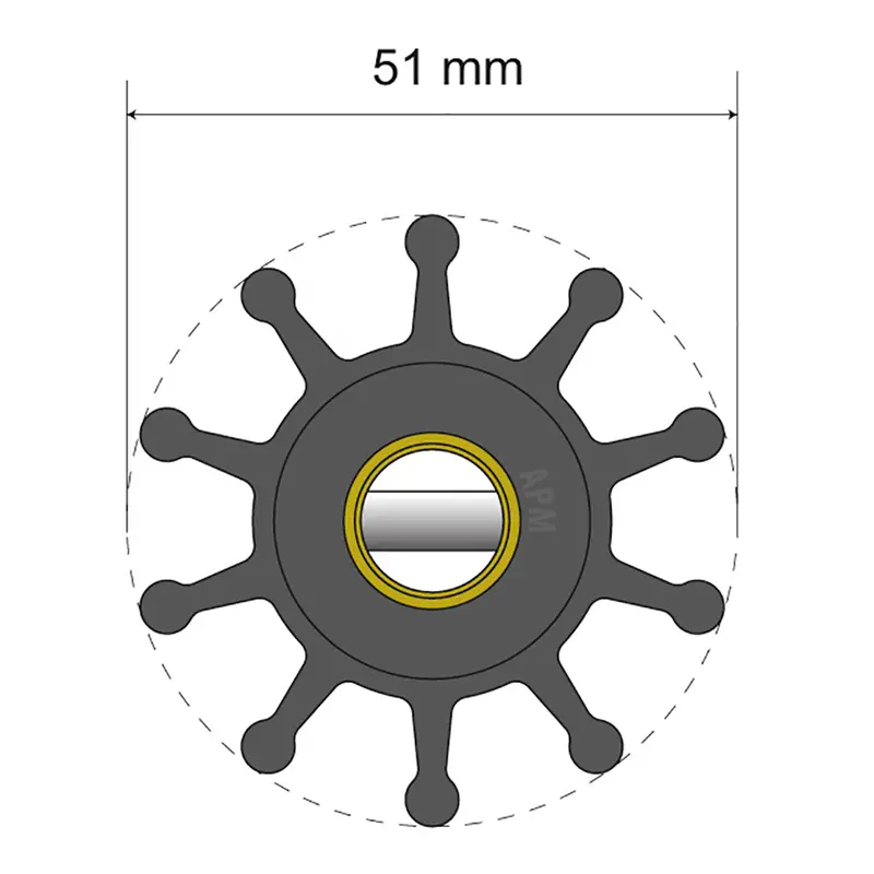 Albin Group Premium Impeller Kit - 51 X 12 X 22Mm - 10 Blade - Pin Insert [06-01-010] 1