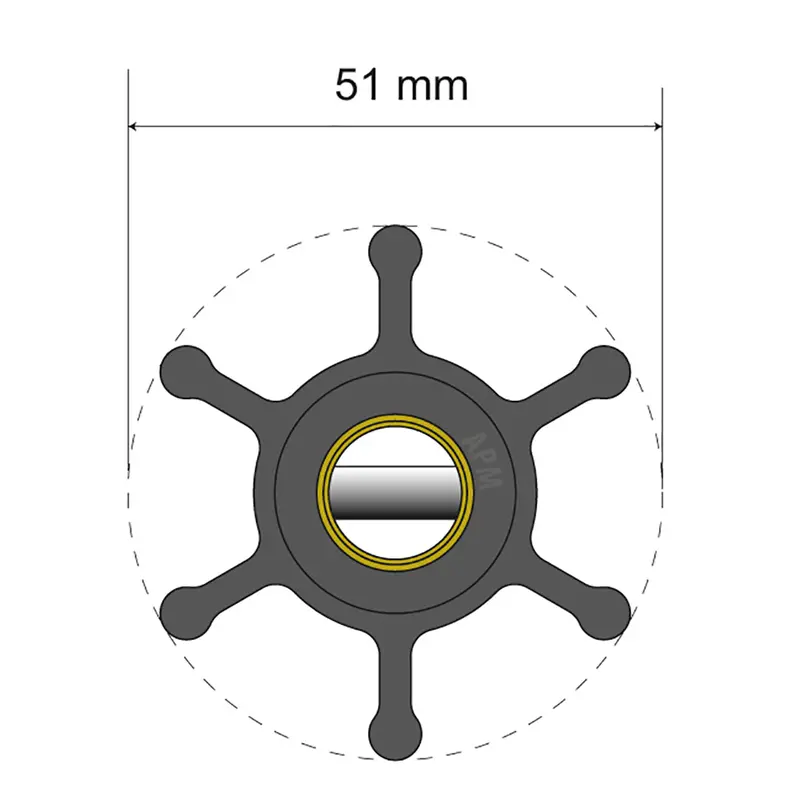 Albin Group Premium Impeller Kit - 51 X 22 X 12.7Mm - 6 Blade - Pin Insert [06-01-006] 1