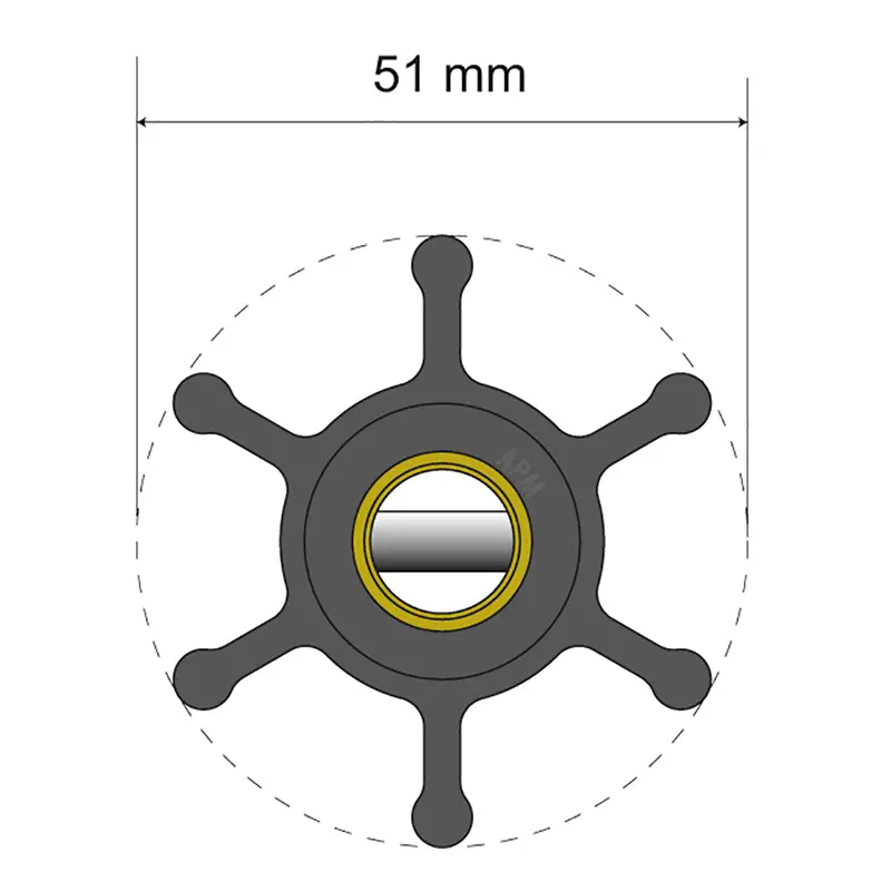 Albin Group Premium Impeller Kit - 51 X 22 X 12Mm - 6 Blade - Pin Insert [06-01-005] 1