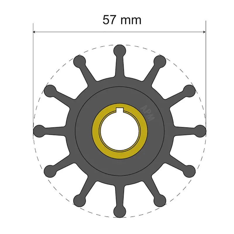 Albin Group Premium Impeller Kit 57 X 12.7 X 20Mm - 12 Blade - Key Insert [06-01-013] 1