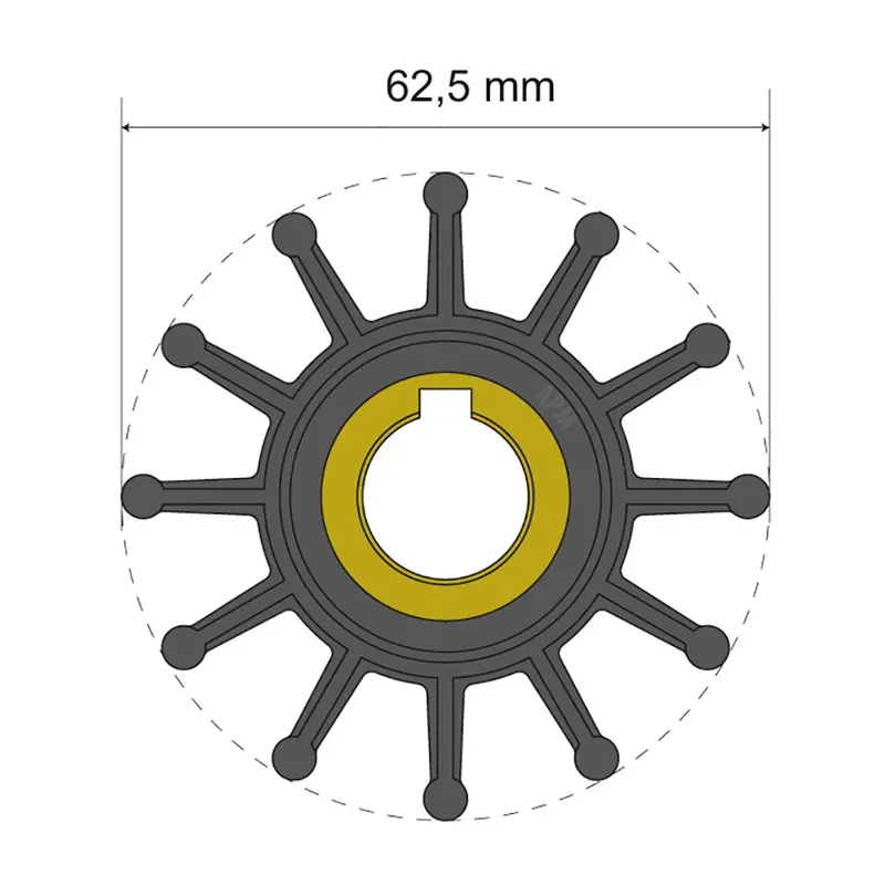 Albin Group Premium Impeller Kit 62.5 X 16 X 22.4Mm - 12 Blade - Key Insert [06-01-015] 1