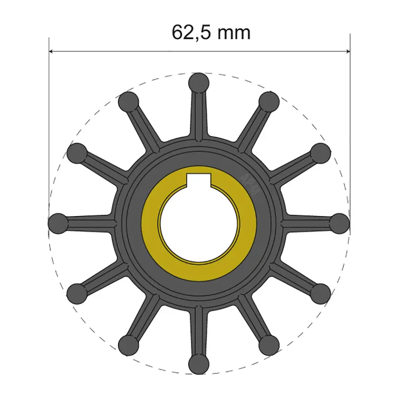 Albin Group Premium Impeller Kit 62.5 X 16 X 32Mm - 12 Blade - Key Insert [06-01-016] 1