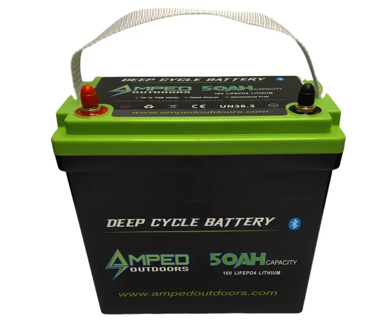Amped Outdoors Lifepo4 Battery | Nominal Capacity 50Ah | Nominal Voltage 16V | With On Board Charger 1