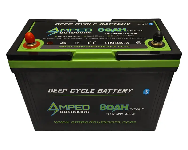 Amped Outdoors Lifepo4 Battery | Nominal Capacity 80Ah | Nominal Voltage 16V | With On Board Charger 1