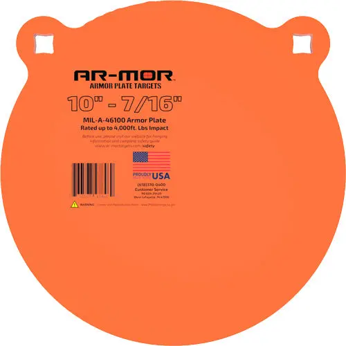 Ar-Mor 10" Mil46100 Steel Gong - 7/16" Thick Steel Orange Round 1