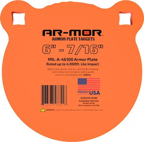 Ar-Mor 6" Mil46100 Steel Gong - 7/16" Thick Steel Orange Round 1