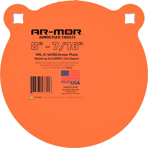 Ar-Mor 8" Mil46100 Steel Gong - 7/16" Thick Steel Orange Round 1