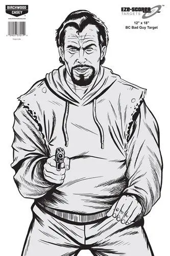 B/C Target Eze-Scorer 12"X18" - Bad Guy Silhouette 10 Targets 1