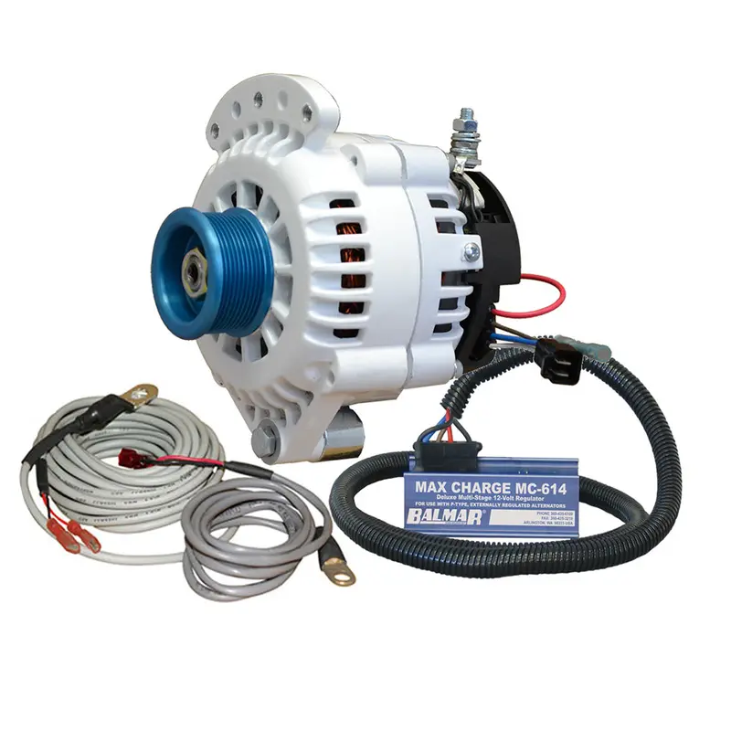 Balmar Alternator 120 Amp Kit 12V 1-2" Single Foot Spindle Mount J10 Pulley Regulator  Temp Sensor [621-Vup-Mc-120-J10] 1