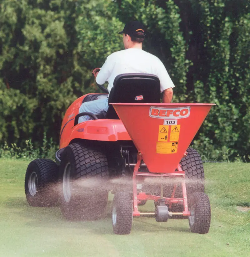 Befco | Baby-Hop Pull-Type Broadcast Spreader | Model 103 & 106 Series | 237–339 Lb Capacity | 3′–20′ Spread Width | Horsepower 10 To 20 Hp | For Lawn Tractors, Atvs & Utvs 1
