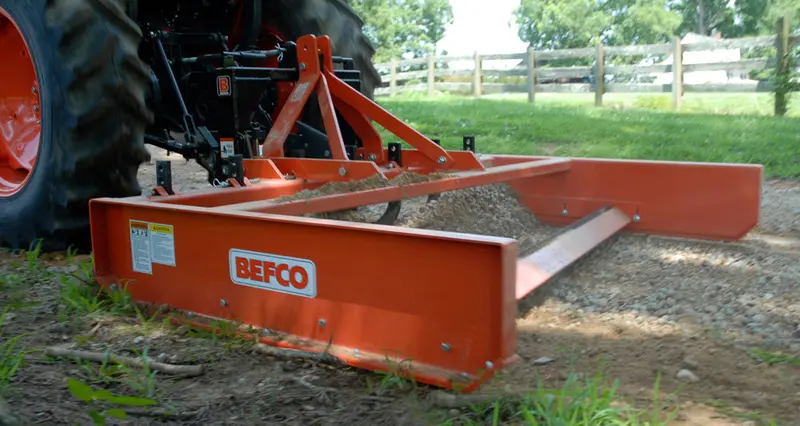 Befco | Grading Scraper (Land Plane)/ Box Blade | Model Bgs Series | 48″ To 84″ Width | Adjustable Rippers & 1/2″×6″ Blades | Cat. 1 Quick‑Hitch | Horsepower 16 To 65 Hp | For Tractors 1