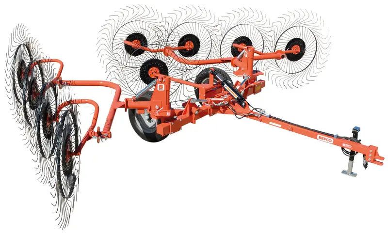 Befco | V-Wheel Hay Rakes | Model Hrc Series | 8 To 12 Wheel Configurations | 21′ To 25′ Working Width | Hydraulic Folding | Horsepower 30 To 80 Hp | For Tractors 5