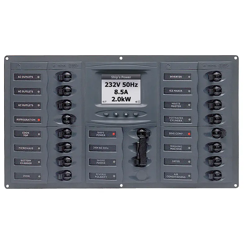 Bep Ac Circuit Breaker Panel W/Digital Meters, 16Sp 2Dp Ac230v Acsm Stainless Steel Horizontal [900-Ac4-Acsm] 1