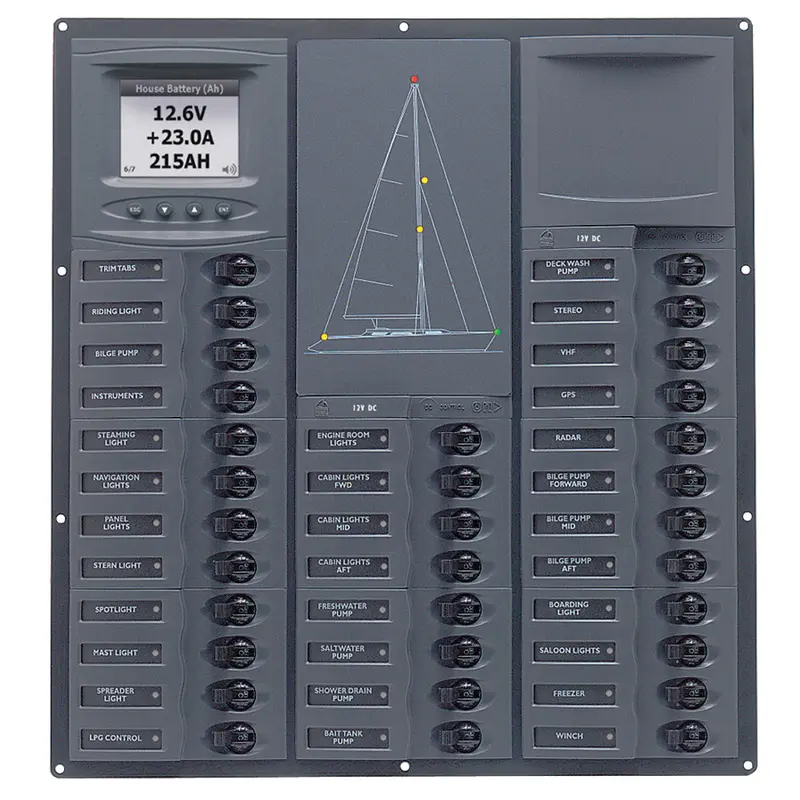 Bep Cruiser Series Dc Circuit Breaker Panel W/Digital Meters 32Sp Dc12v [Nc32y-Dcsm] 1