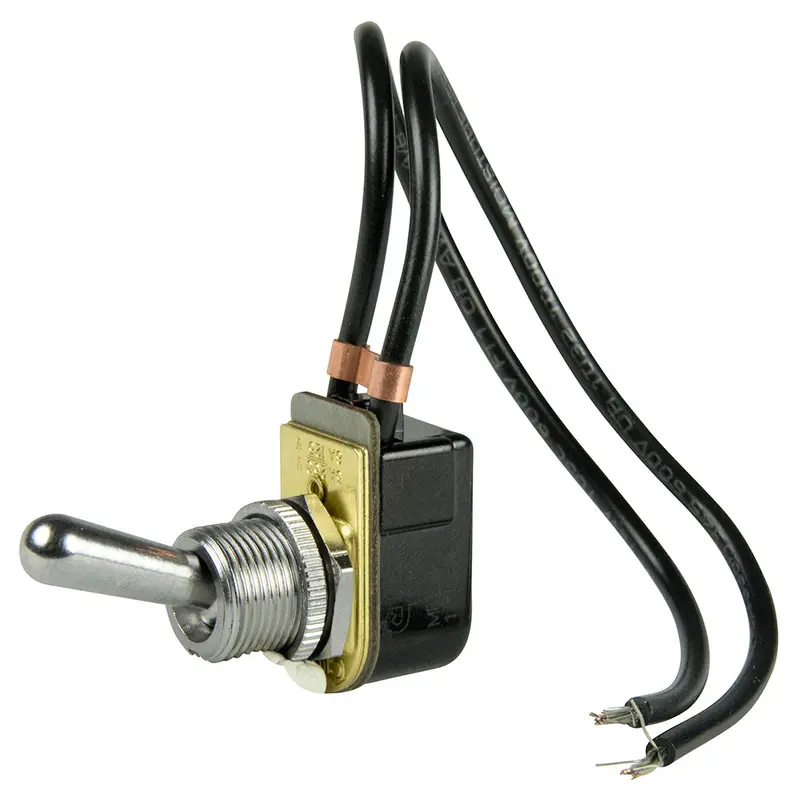 Bep Spst Chrome Plated Toggle Switch Wire Leads - On/Off [1002023] 1