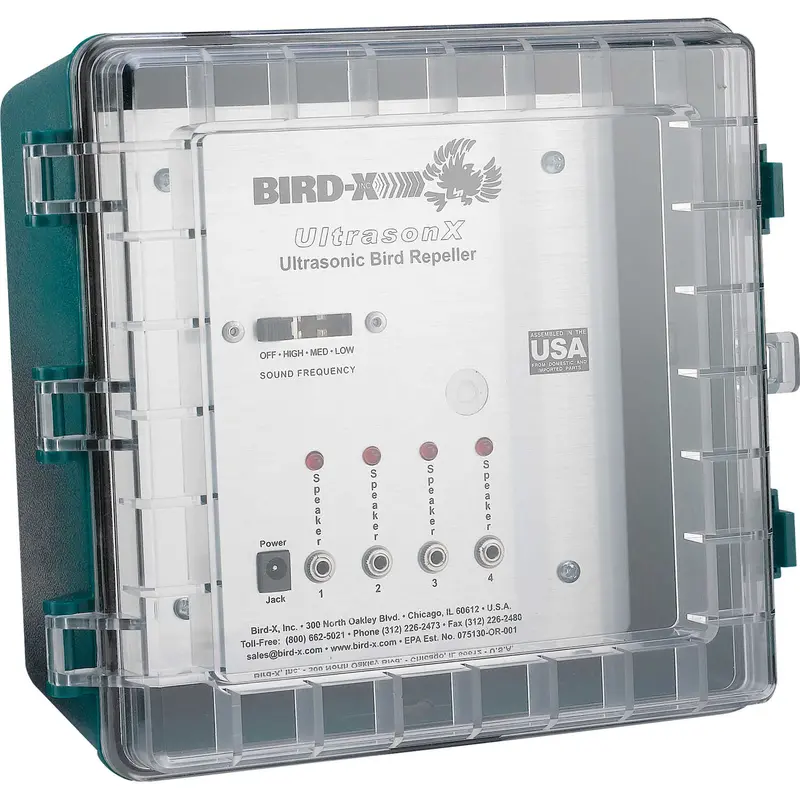 Bird-X® Ultrason X® Drives Birds Away Using Ultrasonic Sound Waves | Usx 110V | Protection Coverage Up To 3,600 Sq. Ft. 1