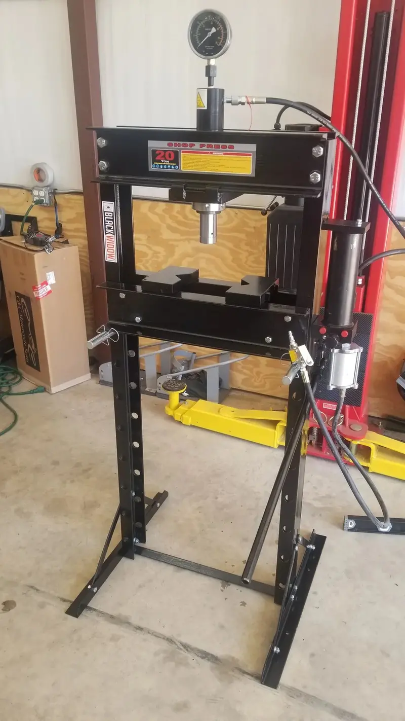 Black Widow 20-Ton Air-Operated Shop Press | Model Bd-Press-20A | Width 29.5" | 20-Ton Air-Over-Hydraulic | For Home & Professional Auto Shops 1