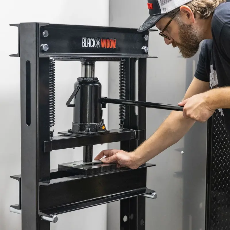Black Widow 20-Ton Hydraulic Shop Press | Model Bd-Press-20H-Kit | Frame Width 21.5" | Capacity 20-Ton | For Auto, Motorcycle & Metalworking Shops 1