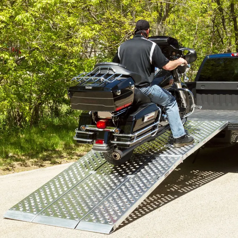 Black Widow Big Boy Ez Rizer™ 3-Piece Arched Folding Ramp | Model Mf3-9647-Ez To Mf3-14447-Ez | Lengths 8' To 12' | Capacity 1,500 To 3,000 Lb | Horsepower 4 To 90+ Hp | For Motorcycle, Atv & Utv 3