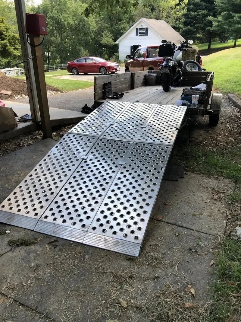 Black Widow Big Boy Ez Rizer™ Extra-Wide 3-Piece Arched Folding Ramp | Lengths 8' To 12' | Wide 57" | Capacity 3,000 To 4,500 Lb | For Motorcycle Trikes, Can-Am Spyders & Touring Bikes 1