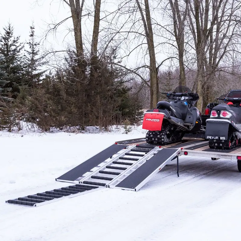 Black Widow Black Ice Folding Snowmobile Ramp | Model Sno-7754-Hdxw-Ext-S | 54" Wide | 1,500 Lb Capacity | With Extension & Stud Protectors | For Snowmobile Loading 1
