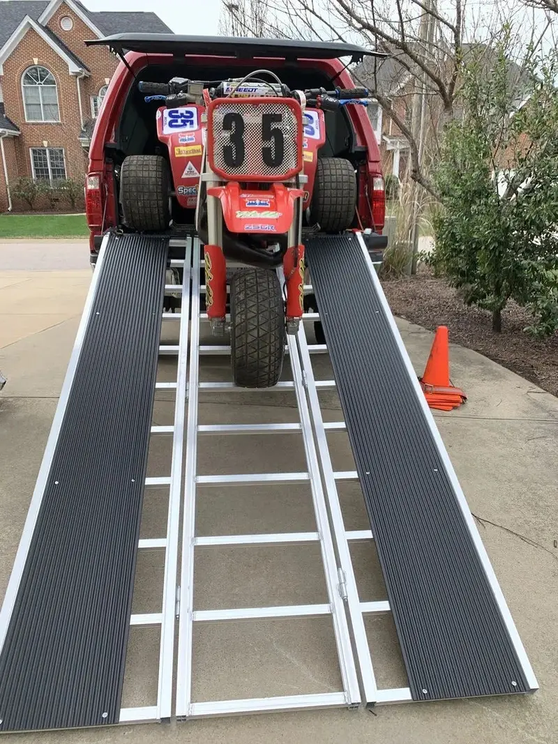 Black Widow Black Ice Folding Snowmobile Ramp W/ Extension | Model Sno-9454-Hdxw-Ext | Size 7'10" X 54" | Capacity 1,500 Lb | For Snowmobile Truck Loading 1