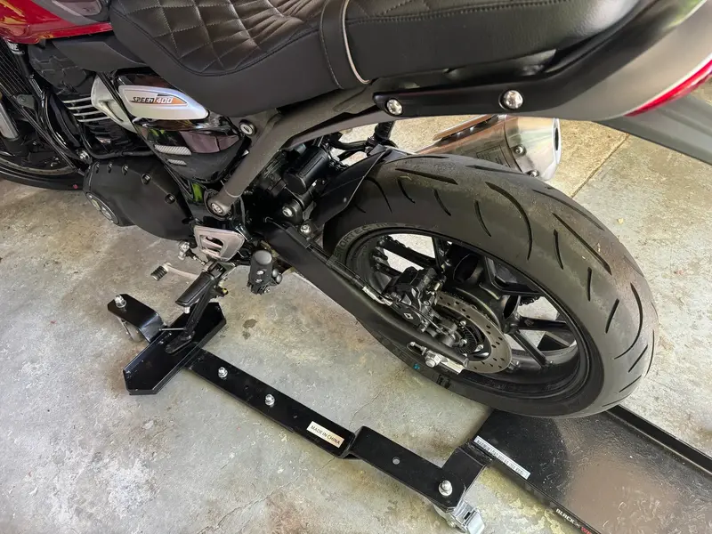 Black Widow Compact Adjustable Motorcycle Dolly | Model Mc-Adj-Dolly | Width 22.5" | Capacity 800 Lb | For Dirt Bikes & Medium Motorcycles 1