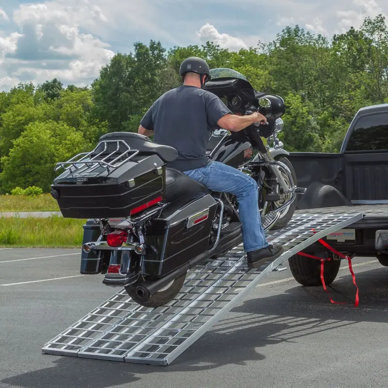 Black Widow Motorcycle Trailer Transport Kit | Models Mtk3 & Mtk3t | 10' Bi-Fold Ramp 38" Wide | Capacity 1,500 Lb | Horsepower 4 To 90+ Hp | For Truck & Trailer Motorcycle Transport 1