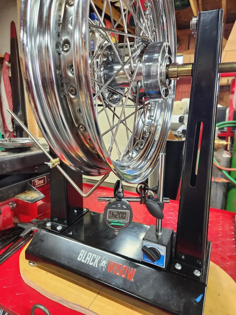 Black Widow Motorcycle Wheel Balancer & Truing Stand | Model Bw-Wb-30 | Diameter Up To 35" | Manual Precision Tool | For Dirt, Street & Cruiser Bikes 1