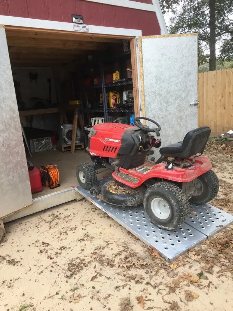 Black Widow Punch Plate Bi-Fold Atv Ramp | Model Bfp-7044 | Size 71.25" L X 43.75" W | Capacity 1,500 Lb. | Horsepower 4 To 90+ Hp | For Atv, Utv & Lawn Equipment Loading 2