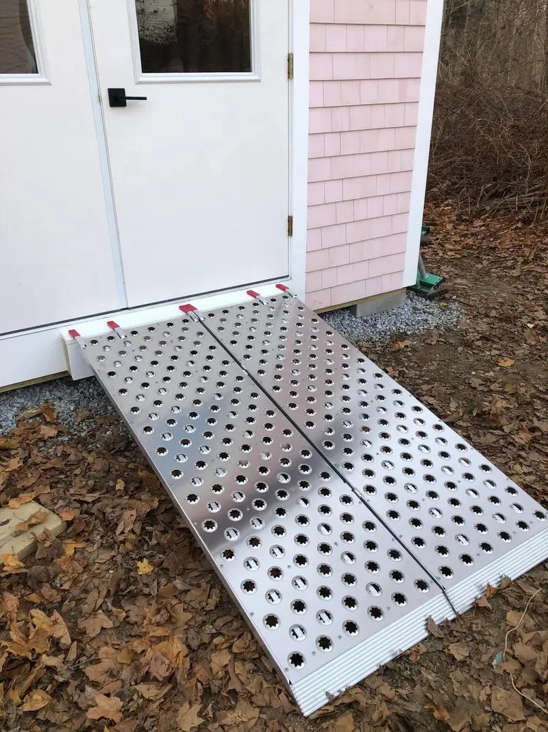 Black Widow Punch Plate Bi-Fold Atv Ramp | Model Bfp-9450 | Size 7'10" L X 50" W | Capacity 1,500 Lb | Horsepower 4 To 90+ Hp | For Atv, Utv & Lawn Equipment Loading 1