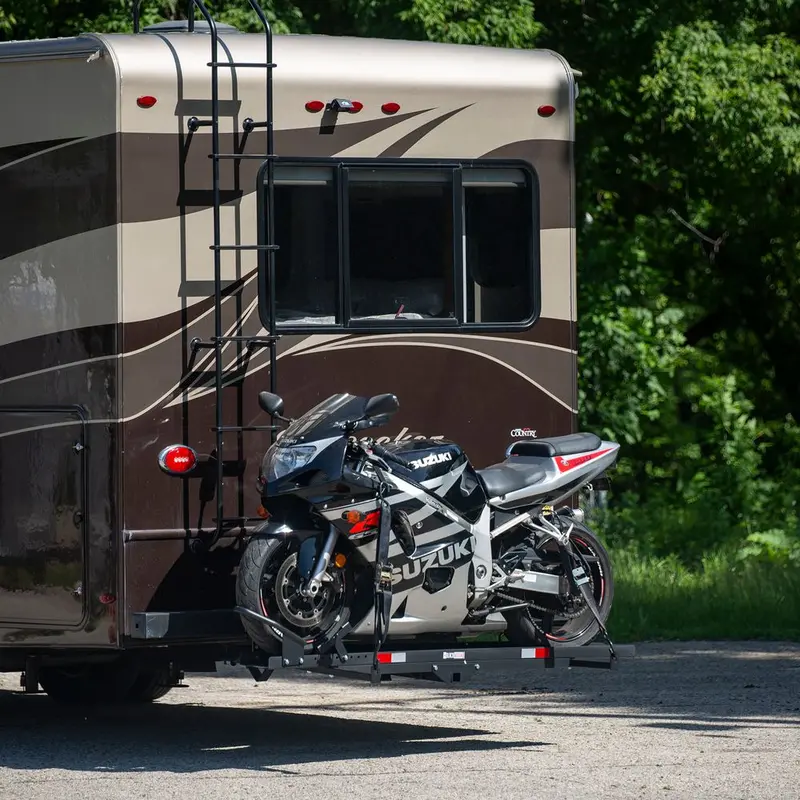 Black Widow Rv Motorcycle Carrier | Model Rv-Mc-Carrier | Length 80" | Capacity Up To 600 Lb | For Rv 2" & 2.5" Hitch Receivers 1