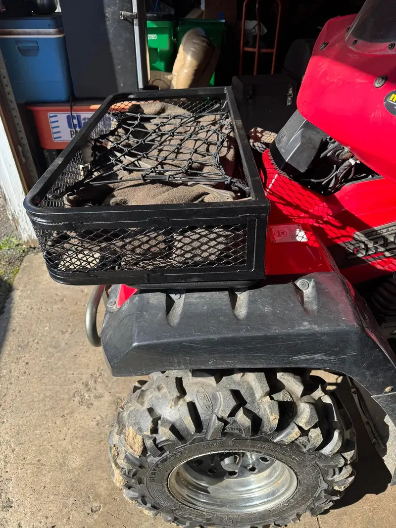 Black Widow Universal Deluxe Steel Mesh Atv Front Rack Basket | Model Atvfb-1057 | Size 36" L X 17" W X 6.5" H | Capacity 300 Lb. | Horsepower 4 To 90+ Hp | For Atv & Utv Loading 1