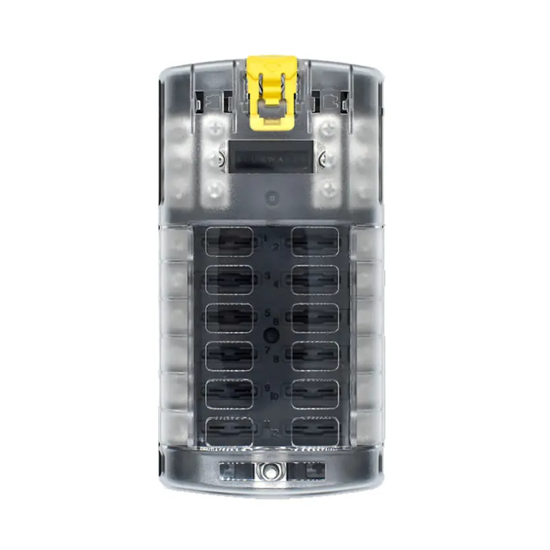 Bluewater 12 Position Fuse Block Atc W/Yellow Slide [3200-3003-012] 1