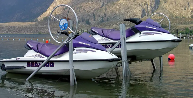 Boat Lift Distributors | 2300 Lb Dual Hewitt Pwc Lift | Width 72″ | Solar & Electric Power | Weight Capacity 2,300 Lbs | For Personal Watercraft & Small Boats 2