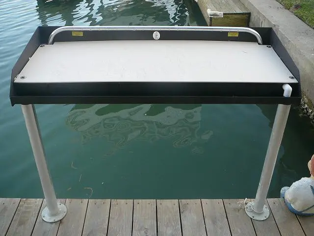 Boat Lift Distributors | Dock Mount Fish Cleaning Table | Dimensions 54.5″ W X 22.5″ D X 37″ | Weight 50 Lbs | For Dock, Deck, & Pier 1
