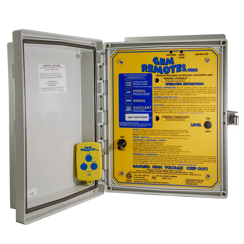 Boat Lift Distributors | Gem Gr1 Motor Remote | Single Motor Control | Range 300 Ft | 30 Amp Relay | Weight 8 Lbs | For Single Motor Boat Lifts 1