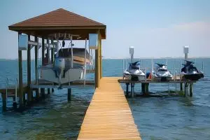 Boat Lift Distributors | Storm Surge Multi Pwc Lift | Model 3,000 Lb Capacity | 20' Dual Track | Supports 2-3 Pwcs Up To 900 Lbs Each | Marine Grade Aluminum | For Dock & Seawall 1
