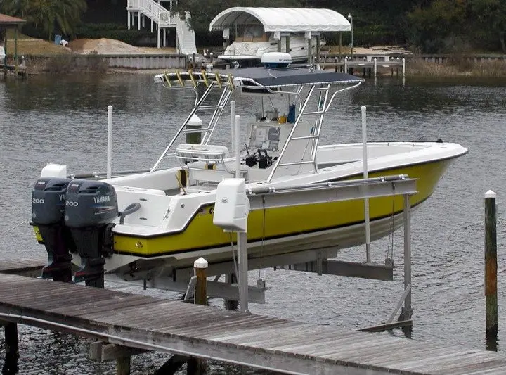 Boat Lift Distributors | Storm Surge | Ss 6,000 Lb Free Standing Lake Lift | Model Sku00007 | Lift Capacity 6,000 Lbs | 1 Hp Tenv Motor | For Lakefront Boats & Bays 1