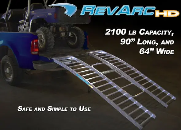 Bosski | Ramp | Model 90" Hd Revarc | 90” Length X 64” Width | 2100 Lbs Capacity | 48 Lbs Lightweight Aluminum | Horsepower Range 25 To 75 Hp | For Atv & Utv 1