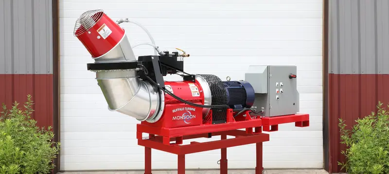 Buffalo Turbine Monsoon Electric Dust Controller | Throw Distance 50' To 125' | Three-Phase Electric Motor 20 Hp | Water Flow Range 1-20 Gpm | Skid Type 1