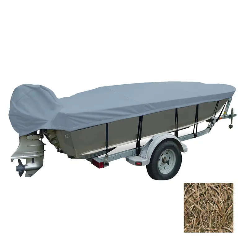 Carver Performance Poly-Guard Wide Series Styled-To-Fit Boat Cover F/14.5 V-Hull Fishing Boats - Shadow Grass [71114C-Sg] 1