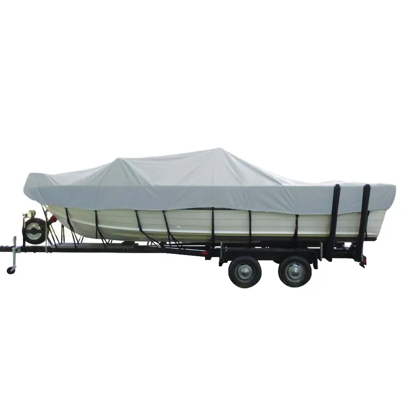Carver Poly-Flex Ii Wide Series Styled-To-Fit Boat Cover F/18.5 Aluminum V-Hull Sterndrive Boats With Walk-Thru Windshield - Grey [72418F-10] 1