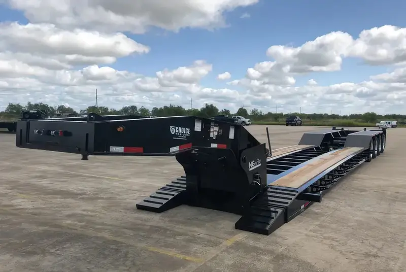 Choice Lowboy Trailer W/Flip Axle | Model 355Ng | Overall Length 53' | Overall Width 102" | Capacity 55 Tons 1